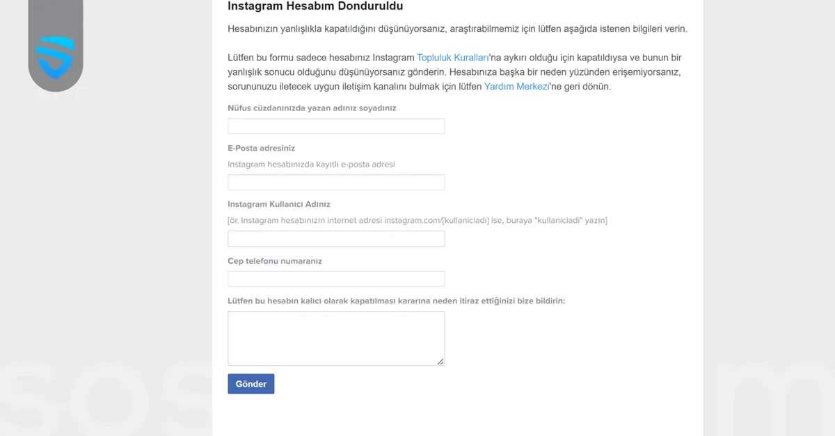 Kapanan Instagram Hesabı Açma Formu Nasıl Kullanılır