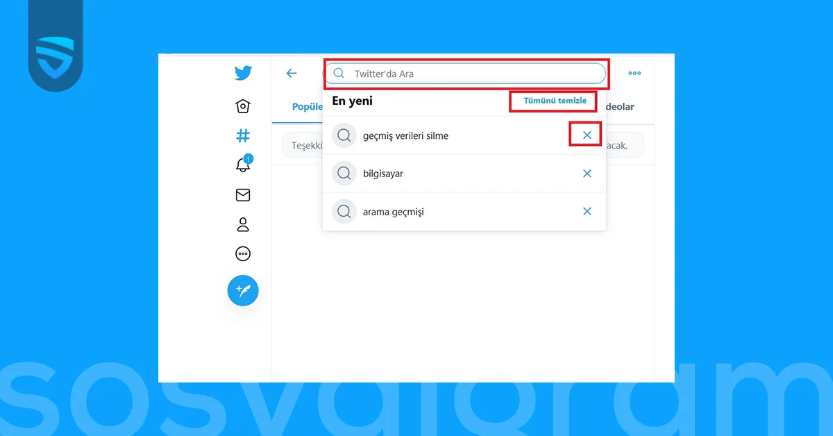 Twitter Arama Geçmişi Silme İşlemi